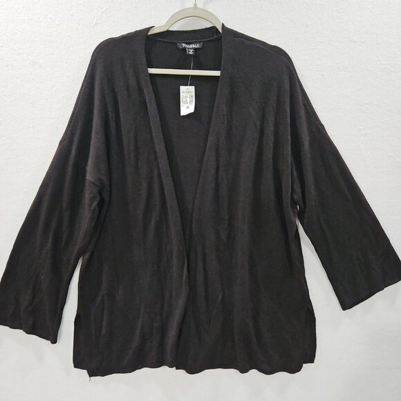 Roz & Ali Womens Size 1X Black‎ Open Knit Sweater Cardigan 3/4 Sleeve Sweater - Picture 1 of 8